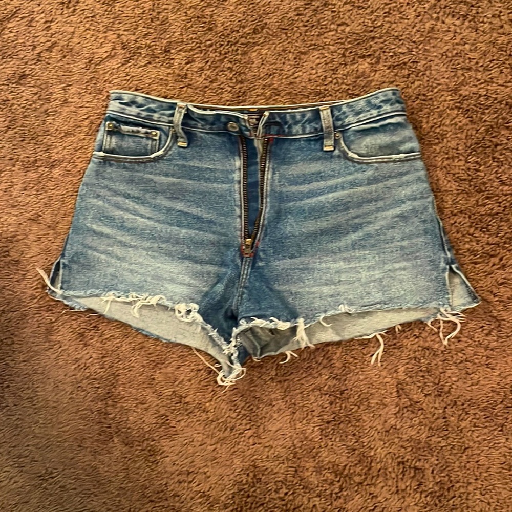 High rise denim shorts